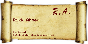 Rikk Ahmed névjegykártya